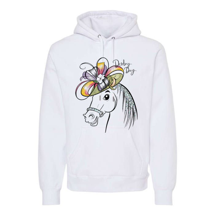 Cute Horse 150th Derby Day 2024 Horse Racing Fascinator Hat Gift Premium Hoodie