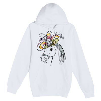 Cute Horse 150th Derby Day 2024 Horse Racing Fascinator Hat Gift Premium Pullover Hoodie