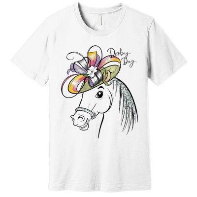 Cute Horse 150th Derby Day 2024 Horse Racing Fascinator Hat Gift Premium T-Shirt