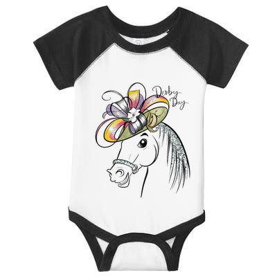 Cute Horse 150th Derby Day 2024 Horse Racing Fascinator Hat Gift Infant Baby Jersey Bodysuit