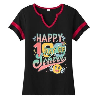 Cute Happy 100th Day Of School Ladies Halftime Notch Neck Tee