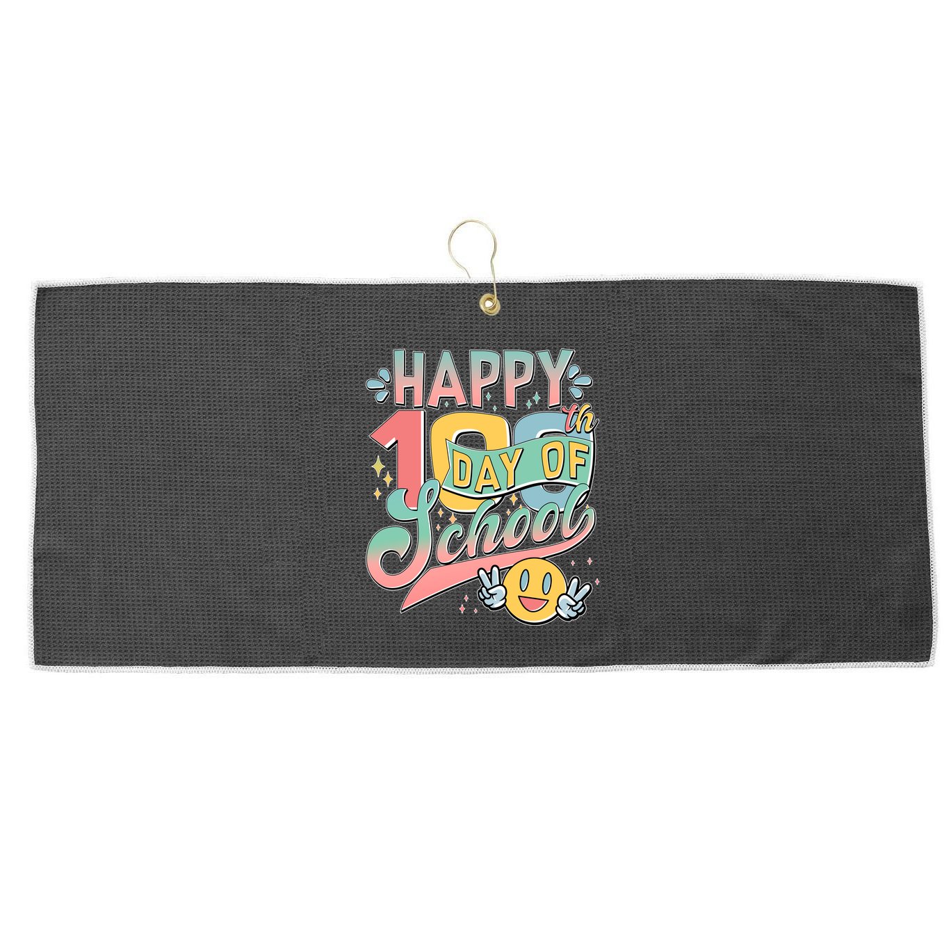 Cute Happy 100th Day Of School Large Microfiber Waffle Golf Towel