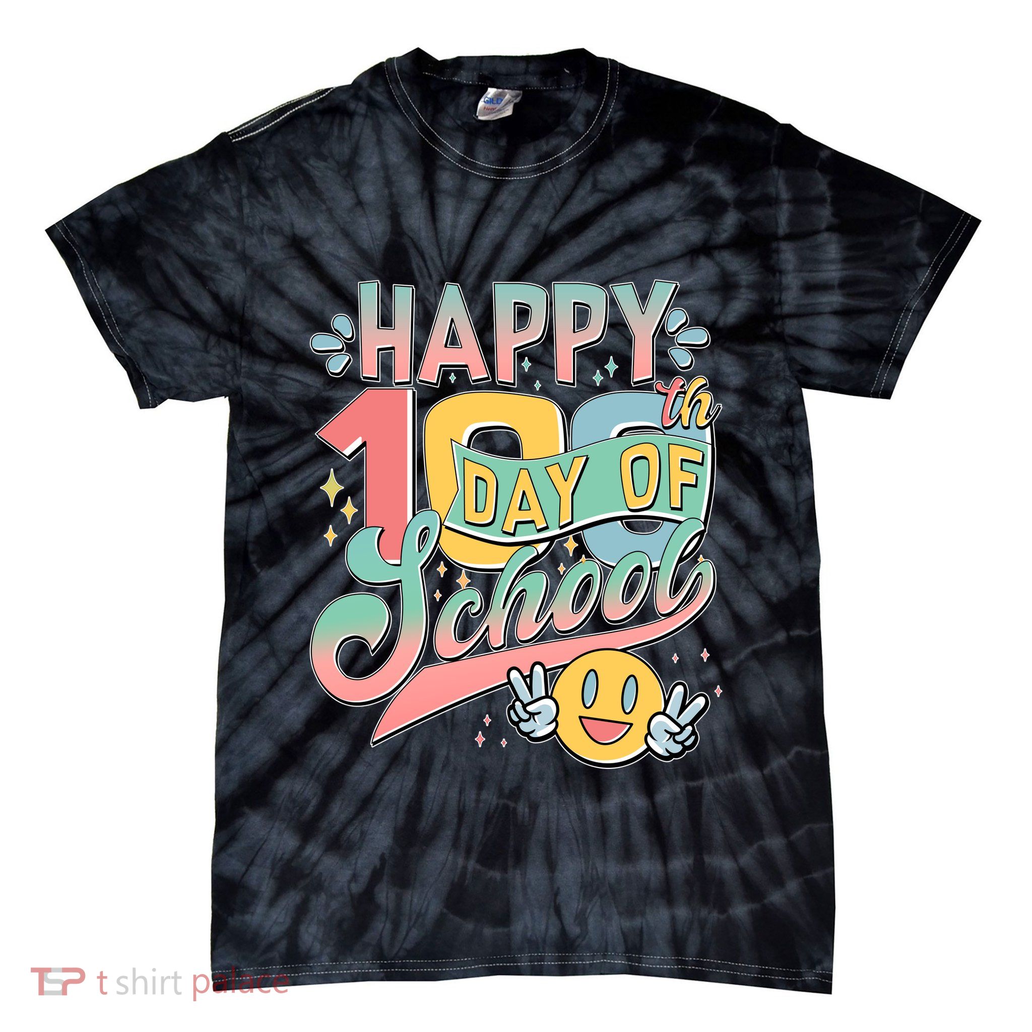 Cute Happy 100th Day Of School Tie-Dye T-Shirt