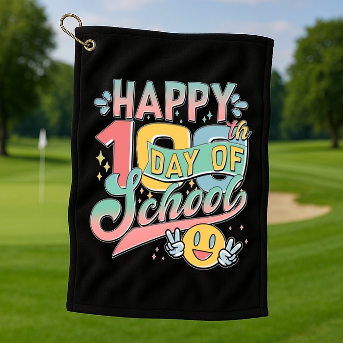 Cute Happy 100th Day Of School Golf Towel