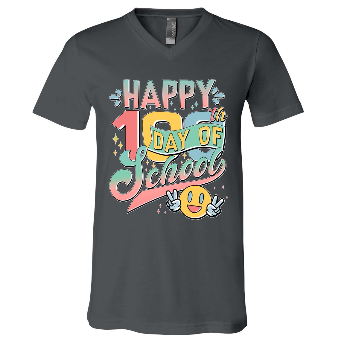 Cute Happy 100th Day Of School V-Neck T-Shirt