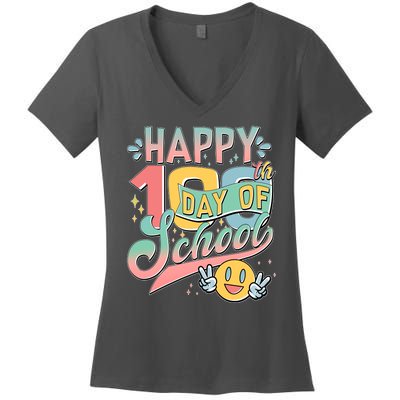 Cute Happy 100th Day Of School Women's V-Neck T-Shirt