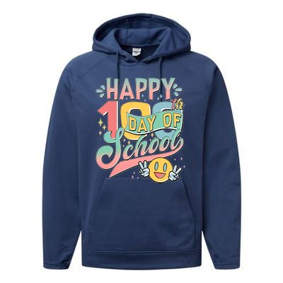 Cute Happy 100th Day Of School Performance Fleece Hoodie