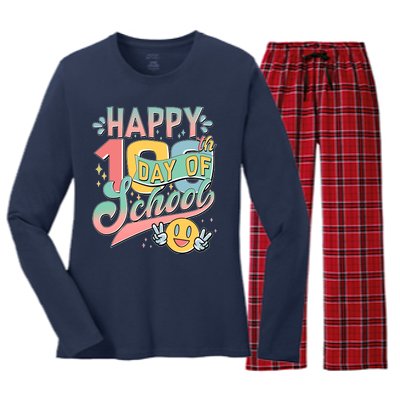 Cute Happy 100th Day Of School Women's Long Sleeve Flannel Pajama Set 