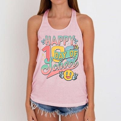 Cute Happy 100th Day Of School Women's Knotted Racerback Tank