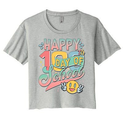 Cute Happy 100th Day Of School Women's Crop Top Tee