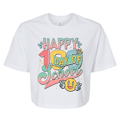 Cute Happy 100th Day Of School Bella+Canvas Jersey Crop Tee