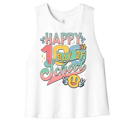 Cute Happy 100th Day Of School Women's Racerback Cropped Tank