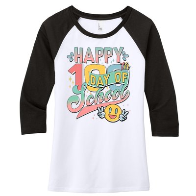 Cute Happy 100th Day Of School Women's Tri-Blend 3/4-Sleeve Raglan Shirt