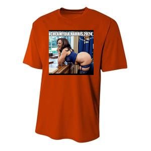 Chlamydia Harris 2024. Make Banging In The Oval Office Great Again Youth Performance Sprint T-Shirt