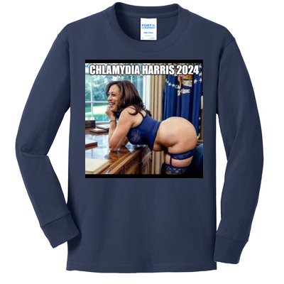 Chlamydia Harris 2024. Make Banging In The Oval Office Great Again Kids Long Sleeve Shirt