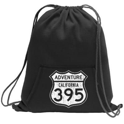 California Highway 395 Hiking Fishing Climbing Adventure Sweatshirt Cinch Pack Bag