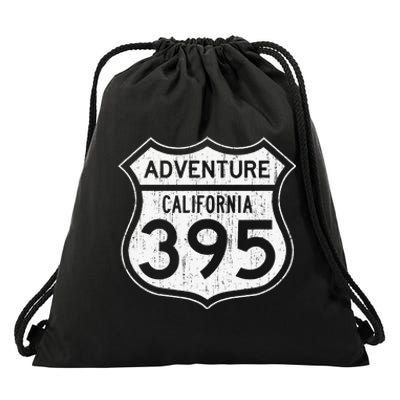 California Highway 395 Hiking Fishing Climbing Adventure Drawstring Bag