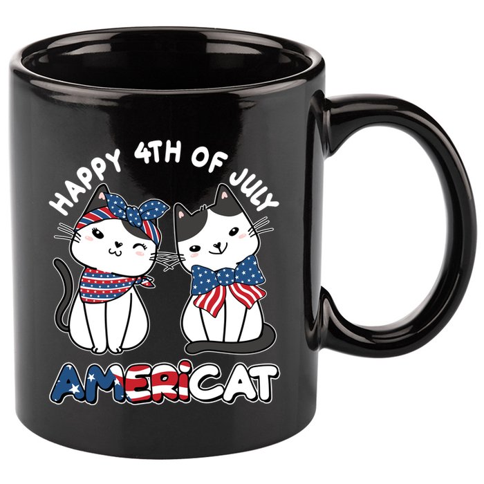 Cute Happy 4th Of July Americat 11oz C Handle Ceramic Mug