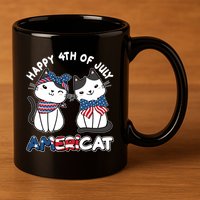Cute Happy 4th Of July Americat 11oz C Handle Ceramic Mug
