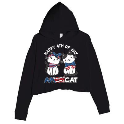 Cute Happy 4th Of July Americat Crop Fleece Hoodie