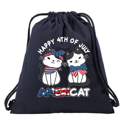 Cute Happy 4th Of July Americat Drawstring Bag