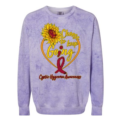 Cystic Hygroma Awareness Choose To Keep Going Colorblast Crewneck Sweatshirt