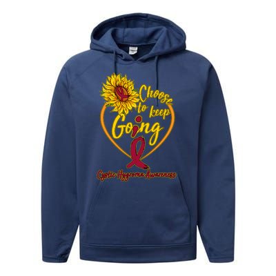 Cystic Hygroma Awareness Choose To Keep Going Performance Fleece Hoodie