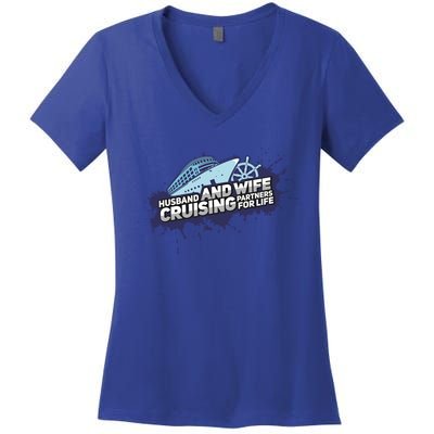 Cruising Husband And Wife Cruise Partners Cruise Cool Gift Women's V-Neck T-Shirt