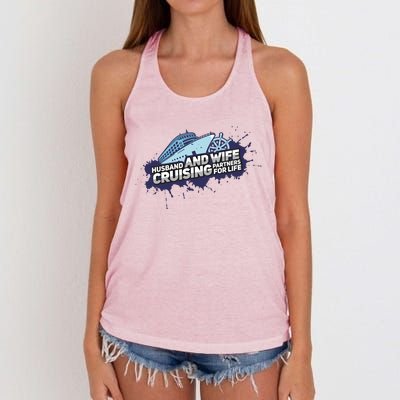 Cruising Husband And Wife Cruise Partners Cruise Cool Gift Women's Knotted Racerback Tank