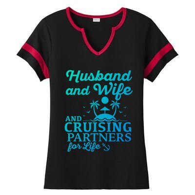 Cruising Husband And Wife Cruise Partners For Life Matching Great Gift Ladies Halftime Notch Neck Tee