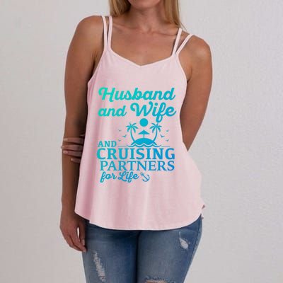 Cruising Husband And Wife Cruise Partners For Life Matching Great Gift Women's Strappy Tank