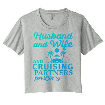 Cruising Husband And Wife Cruise Partners For Life Matching Great Gift Women's Crop Top Tee