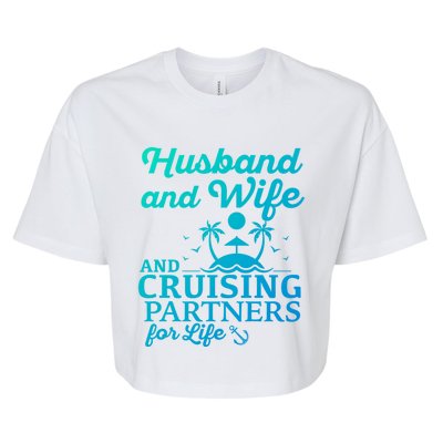 Cruising Husband And Wife Cruise Partners For Life Matching Great Gift Bella+Canvas Jersey Crop Tee