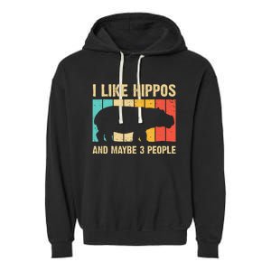 Cool Hippo Art Hippopotamus Hippo Lover Garment-Dyed Fleece Hoodie