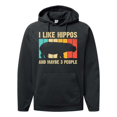 Cool Hippo Art Hippopotamus Hippo Lover Performance Fleece Hoodie