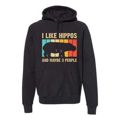 Cool Hippo Art Hippopotamus Hippo Lover Premium Hoodie