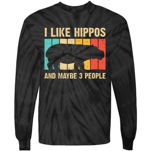 Cool Hippo Art Hippopotamus Hippo Lover Tie-Dye Long Sleeve Shirt