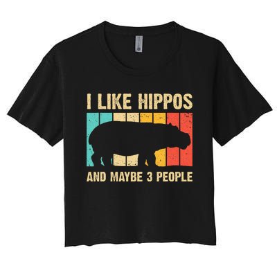 Cool Hippo Art Hippopotamus Hippo Lover Women's Crop Top Tee