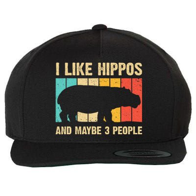 Cool Hippo Art Hippopotamus Hippo Lover Wool Snapback Cap