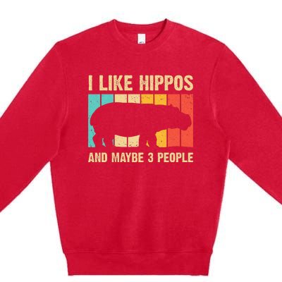 Cool Hippo Art Hippopotamus Hippo Lover Premium Crewneck Sweatshirt