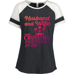 Cruising Husband And Wife Cruise Partners For Life Matching Great Gift Enza Ladies Jersey Colorblock Tee