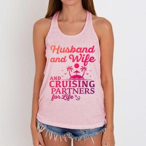 Cruising Husband And Wife Cruise Partners For Life Matching Great Gift Women's Knotted Racerback Tank