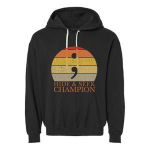 Coder Hide And Seek Champion Semi Colon Coding Programmer Garment-Dyed Fleece Hoodie