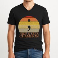 Coder Hide And Seek Champion Semi Colon Coding Programmer V-Neck T-Shirt