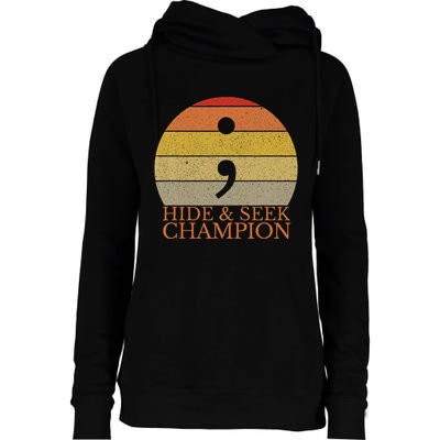 Coder Hide And Seek Champion Semi Colon Coding Programmer Womens Funnel Neck Pullover Hood