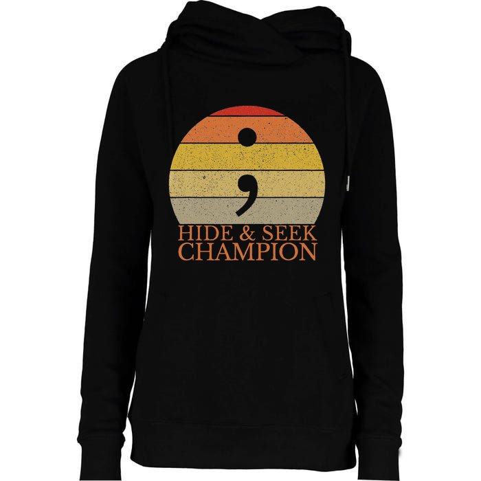 Coder Hide And Seek Champion Semi Colon Coding Programmer Womens Funnel Neck Pullover Hood