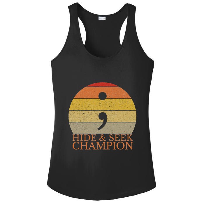 Coder Hide And Seek Champion Semi Colon Coding Programmer Ladies PosiCharge Competitor Racerback Tank