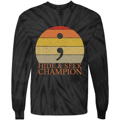 Coder Hide And Seek Champion Semi Colon Coding Programmer Tie-Dye Long Sleeve Shirt