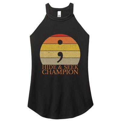 Coder Hide And Seek Champion Semi Colon Coding Programmer Women's Perfect Tri Rocker Tank