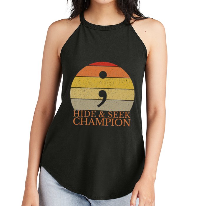 Coder Hide And Seek Champion Semi Colon Coding Programmer Women's Perfect Tri Rocker Tank